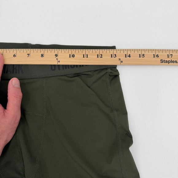 Gymshark Mens Compression Leggings 3/4 Tights Olive Green Training Size Small - Picture 5 of 10